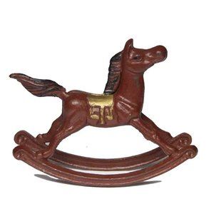 Vintage Cast Iron Rocking Horse Brown Gold Black 1.4 lbs
